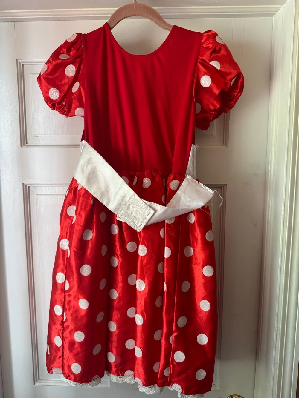 Disney Red Polka Dot Kids Costume Dress with White Bow